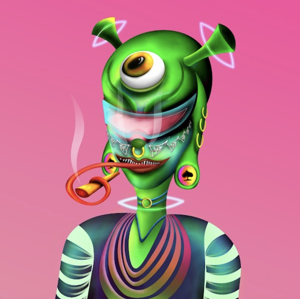IrieWata's tweet photo. Purchased the amazing @RealAlienClub #1 yesterday 😍😍 When I found out these were painted in Photoshop by @AndriiGrey I had to get one, mind blown 🤯❤️

Pre-sale ends tomorrow, get yours: https://t.co/mkL5f40JuX

#NFTart #NFTcollector https://t.co/0MxboisPPt