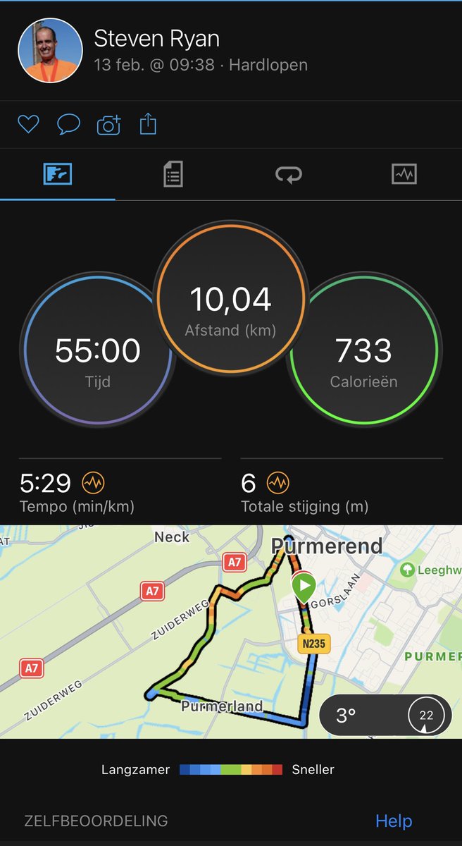 Na een week ziek weer 10km gelopen. Heerlijk!