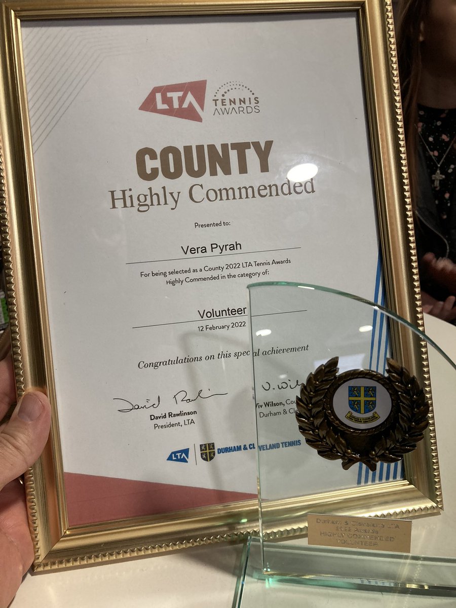 Congratulations to Vera Pyrah, our membership director, who received ‘Highly Commended Volunteer’ at this year’s county awards in Sunderland. Well done! 🏆 Thank you <a href="/LTANorthEast/">LTA - North East</a> for a great event. #hartlepooltennis #advantageyou