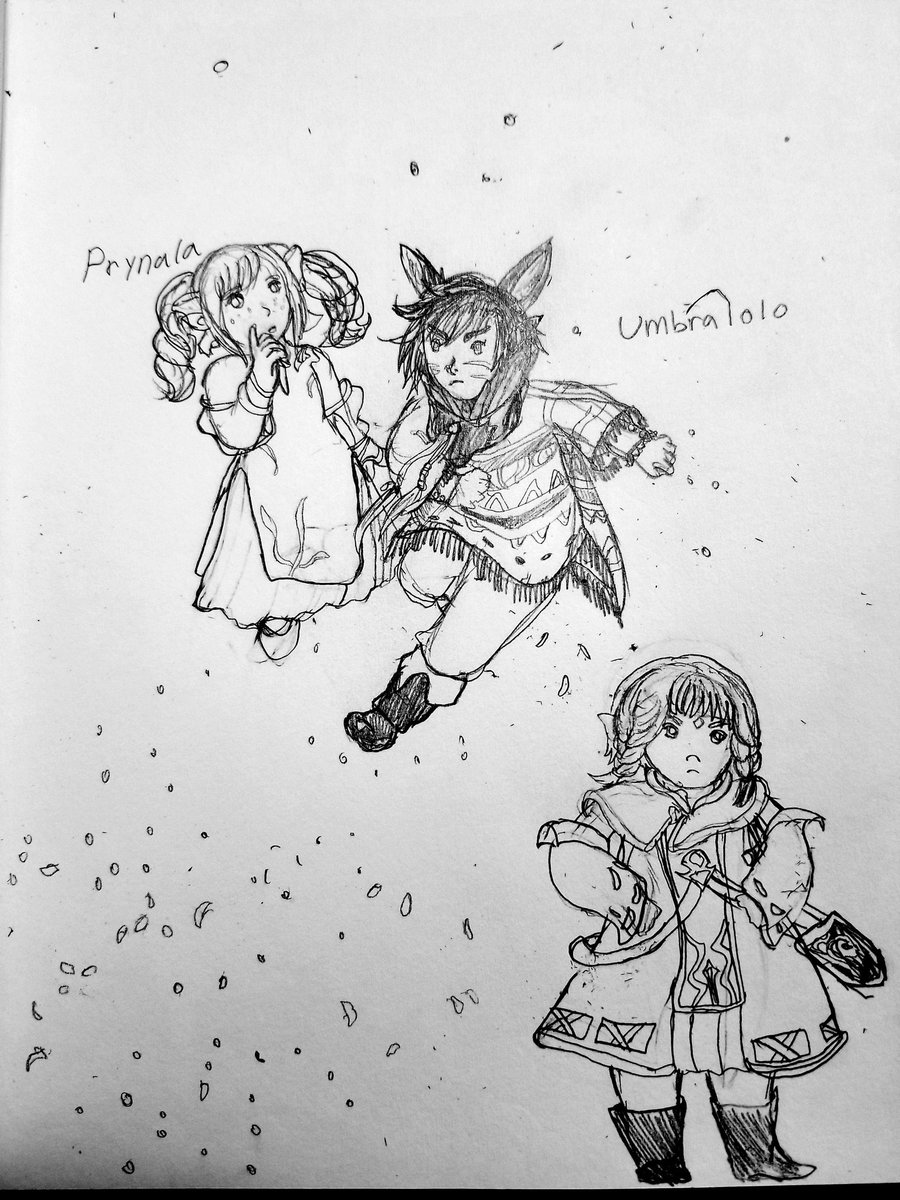 AutumnKeykid's tweet photo. A sketch I will color later. They are the lalafell sonas of #umbra and #pryna from #FFXV and are part of my ff14 AU. #FFXIV #FF14 #FFXIVART ...also I still don't know what to name Riku's lalafell bodyguard lol https://t.co/LMvgcOmZGF