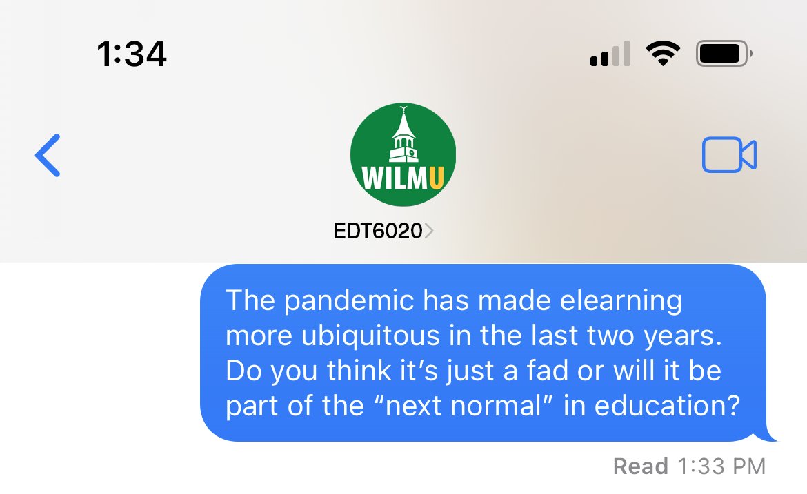GregWilmU's tweet photo. Twitter Chat (Week 6)
Elearning has been around for years but it has become more mainstream and ubiquitous in the last two years due to the COVID-19 pandemic. Is elearning here to stay? #wuedt6020 https://t.co/J0gPOpw2S0