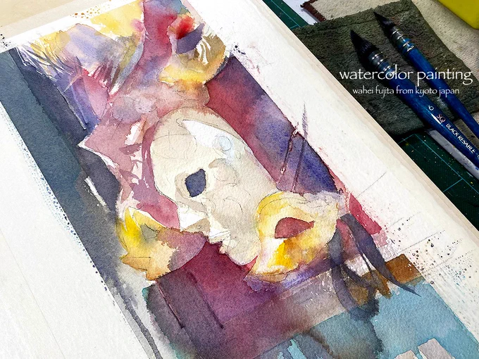 たまには自分の作品を。ベネチアンマスクショップの店頭。間も無く完成。#Watercolor #スケッチ #水彩画 #淡彩略画 #生徒募集 #透明水彩 #京都水彩画塾  #水彩画ワークショップ  #水彩画教室  #京都の絵画教室  #水彩画のある暮らし 