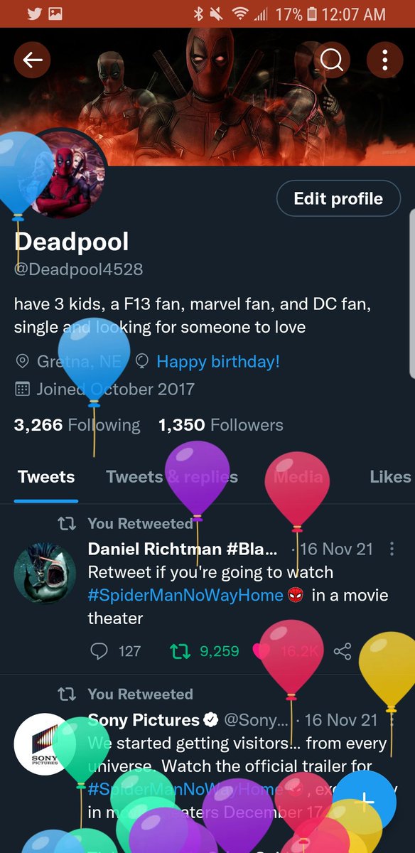 Deadpool4528's tweet photo. well well well, we meet again balloons. https://t.co/fAiYJAElsY