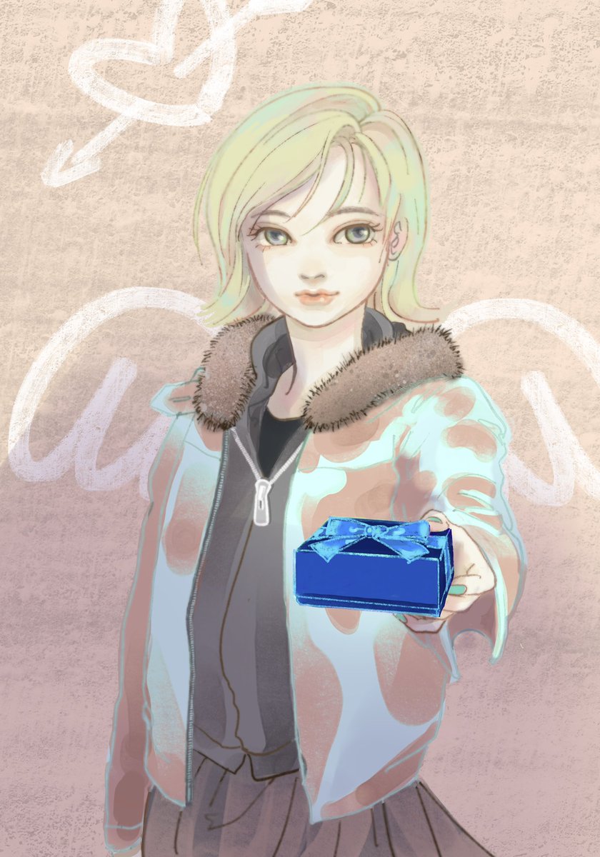 「ビターチョコレートくれそうな感じ、おせんべいかもしれん。#バレンタインイラスト 」|安藤のイラスト
