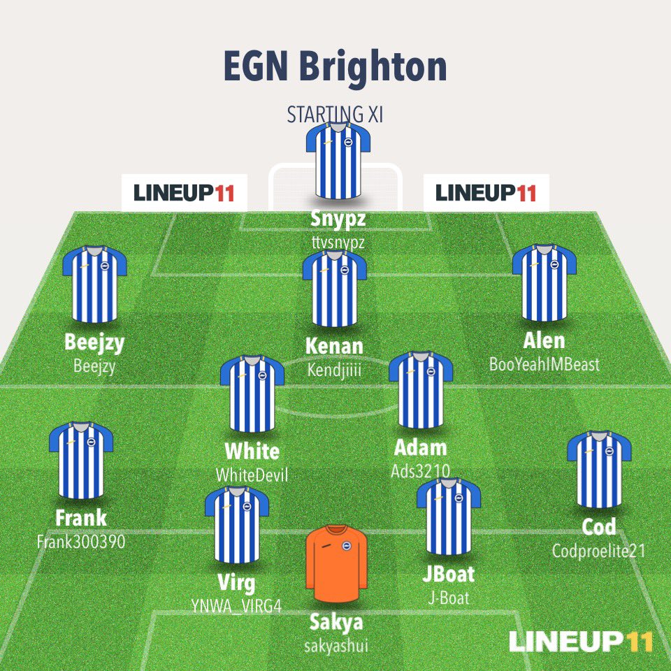 EGNBrighton's tweet photo. @EGNBrighton Starting XI tonight for the PS5 AVPL Super League Season 1 @EGN_Gaming

⏱SYD

Round 13 A 🆚 @EGNWatford
⏱ 9:15pm

Round 14 H 🆚 @EGNNewcastle
⏱9:45pm 

Round 15A 🆚 @EGNManCity
⏱ 10:15pm

Round 16 H 🆚 @EGNLiverpool
⏱ 10:45pm

Stream: https://t.co/ZKmGndQf6U https://t.co/3svltSsNun