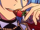 fruit solo food 1boy male focus strawberry blue hair  illustration images