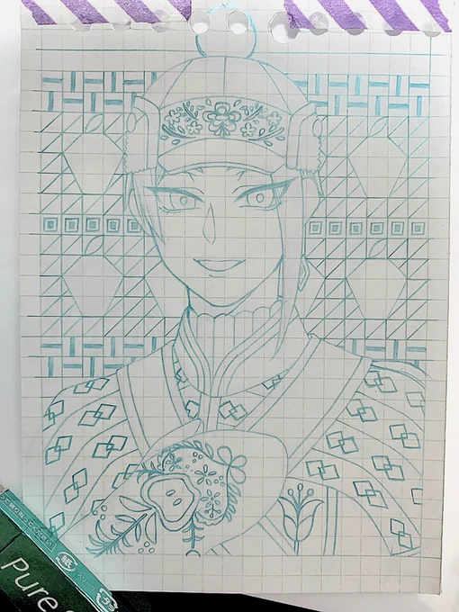 先週の自分「筆はやーい!☺️」とか言って調子乗って描き込んでしまったものだから水彩紙への転写が終わらない😂😂でも可愛く描けてるから楽しい 
