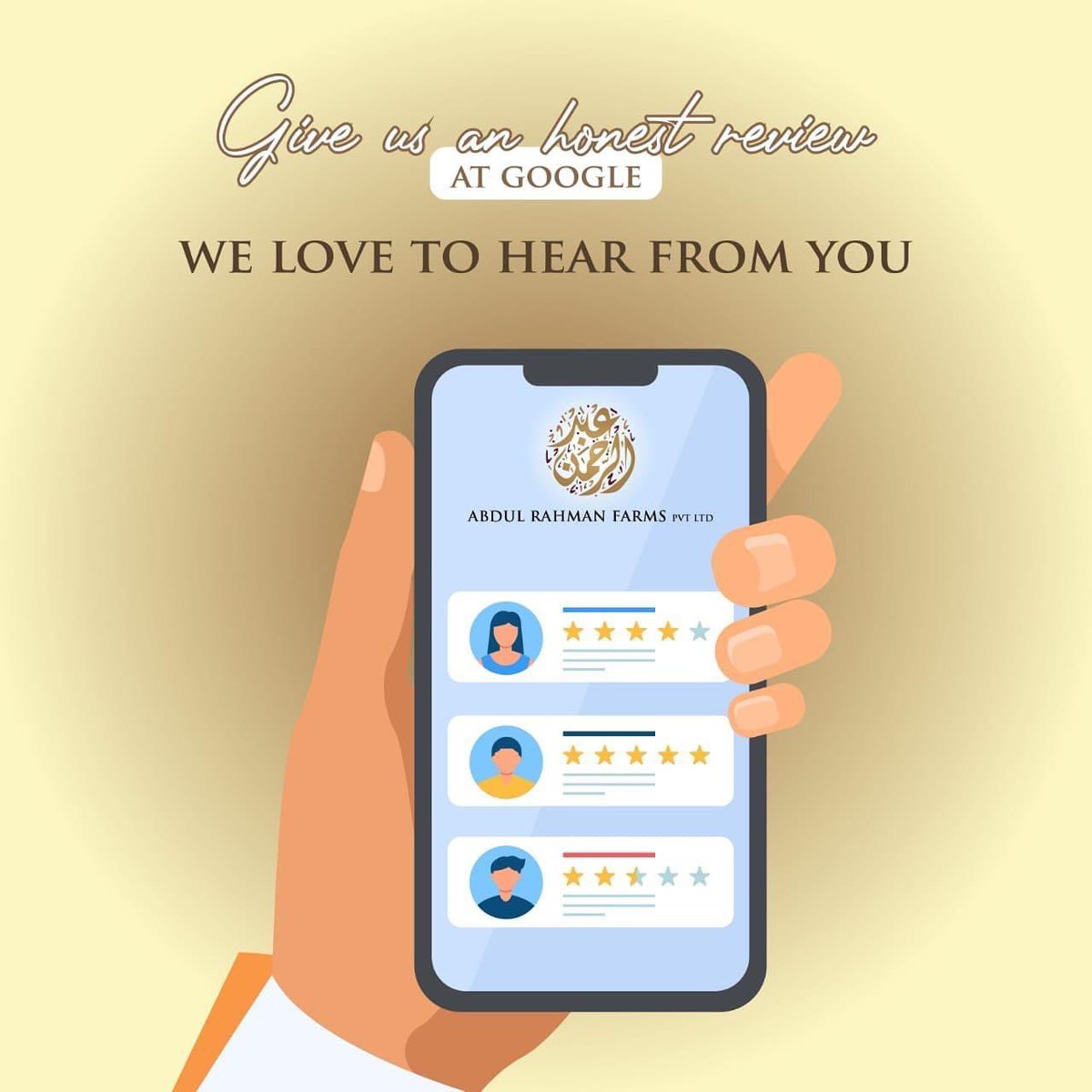 arfarmsPvt's tweet photo. Abdul Rahman Farms Pvt Ltd. 
Would love your feedback. 

Post a review on our google page. 

https://t.co/WZLVJh6QrV

#abdulrahmanfarms #arf https://t.co/c7GBVWUrnh