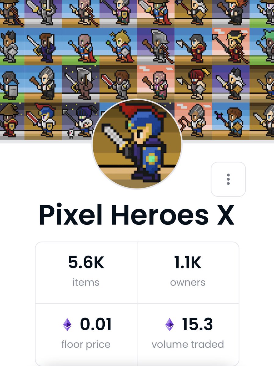 yuyayan_'s tweet photo. volume traded 15ETH突破記念 #NFTGiveaway 🎉
最近爆発的に伸びている「PixelHeroesX NFT」を3名にプレゼント🎁

条件
1. フォロー@pixelheroes_nft @yuyayan_ 
2. このツイートをいいね&amp;RT
3. 公式Discordへ参加https://t.co/GGPIuqguLT

期限
48時間後

自腹企画😁
NFT市場を盛り上げたいです🔥 https://t.co/l41KNloGu3