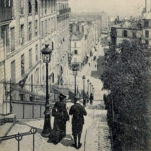 Les escaliers de la rue Muller, Montmartre. 
c.1900  #Paris
