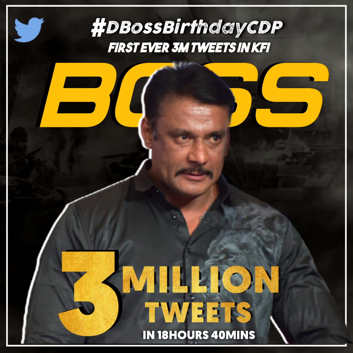 Dcompany171's tweet photo. BOOM NOW ITS 
------ 3M ------
Our era Created💪💥
--- 3Million Completed ---
In 18hrs 40mins

Old records is in our handover 🍾💥

🤜 #DBossBirthdayCDP 🤛

#Kranti | #DBoss | @dasadarshan https://t.co/ozMgaetLfx