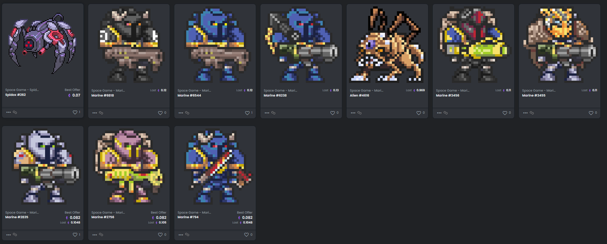 eth_exy's tweet photo. My journey is just beginning! 👀

Just bought 8 Marines, 1 Alien Ranked lvl 2  &amp; 1 Spidox as i run out of ETH haha. 🔥

@spacenftdotgame https://t.co/3zkAbkqhbj