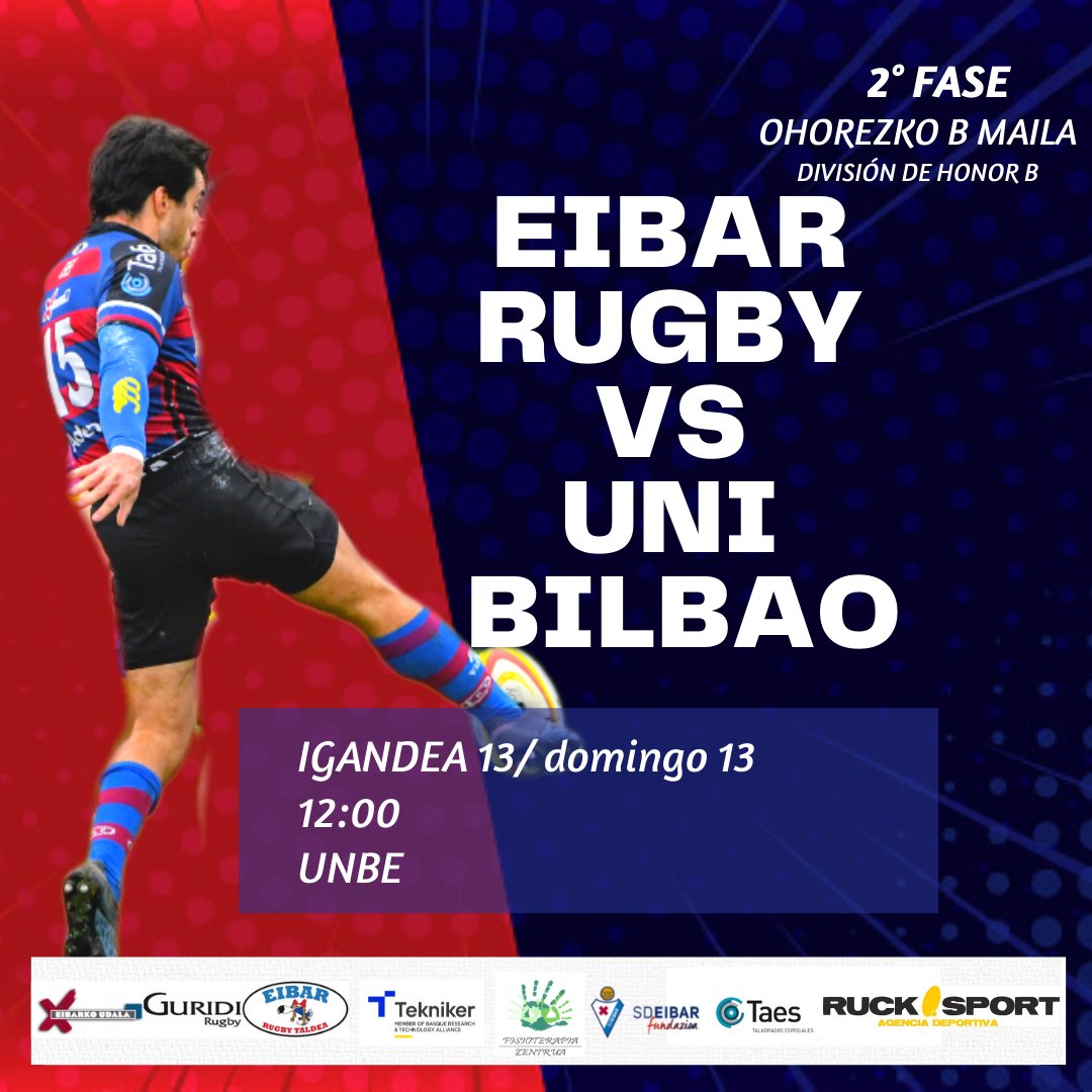 eibarugbytaldea's tweet photo. ⚔️PARTIDU EGUNA⚔️ DÍA DE PARTIDO⚔️
#DHB #mutilak EIBAR RUGBY 🆚 UNI BILBAO
🕒12:00
🚩UNBE
#DH #neskak OLÍMPICO 🆚 EIBAR RUGBY
🕒12:00
🚩MADRID!!
🎥 JARRAITU #ZUZENEAN// SIGUELOS EN DIRECTO!! 👇👇
https://t.co/k2lQywsDxa
#AUPAEIBAR💙❤💪 https://t.co/cfARfvbZdw