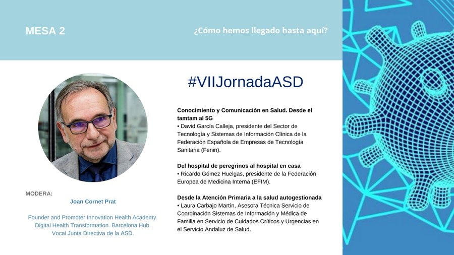 jaime_delbarrio's tweet photo. #VIIJornadaASD org. x la @ASaludDigital la 2ª Mesa: “¿Cómo ha impactado la #Covid19 en la #transformacióndigital? ¿Cómo hemos llegado hasta aquí? moderada x @jcornetp 
📅15 febrero
⏰11:30 - 12,45h.
📍En @EY_Spain Madrid y online. Inscripción gratuita: https://t.co/thQt1rdGng https://t.co/F6v1f2Zfso