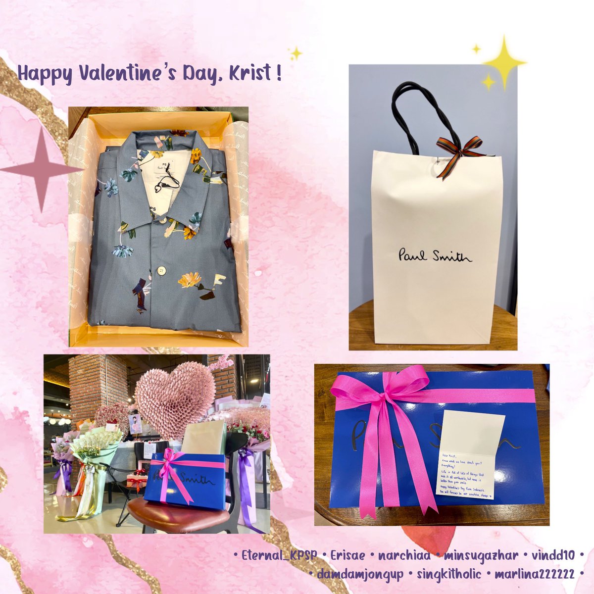 AVERYday1610's tweet photo. Sending heart shaped bouquet and valentine's gift to the one that will forever be our sunshine, always.. @kristtps 💐🎁 ❤️💖

Thank you home team for helping us 🥰 @krist_est 
#KristPerawat #ยูยู่ของคุณพี https://t.co/dY206lFxWg