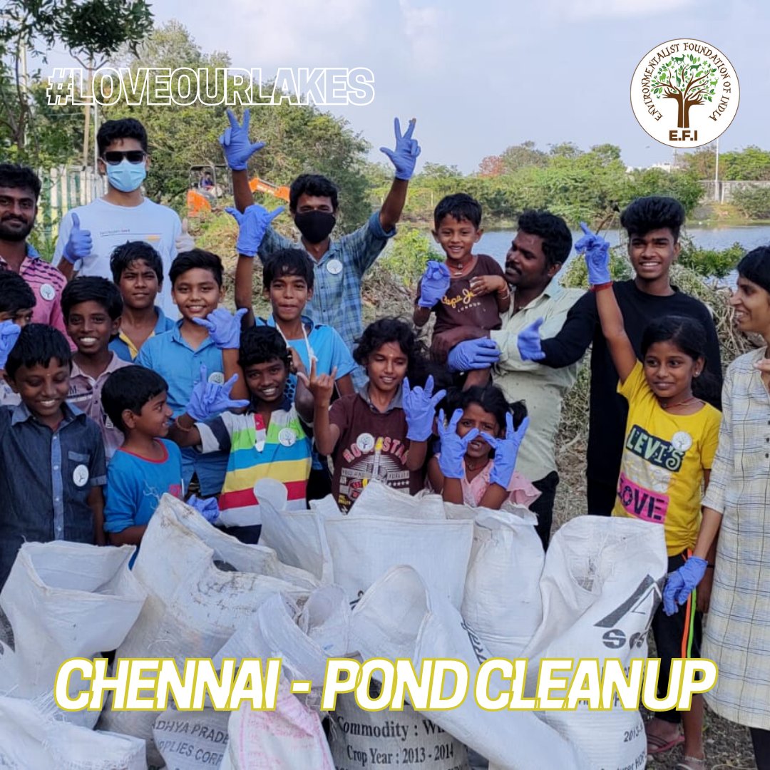 EFIVolunteer's tweet photo. E.F.I's #PondCleanUp at Chennai! #LoveOurLakes
Yesterday's clean up at the Kannagi Nagar Pond was bags filled with waste, and faces with the brightest smiles! We thank all those who joined us!
#EFI #Chennai https://t.co/vz4H23ykRc