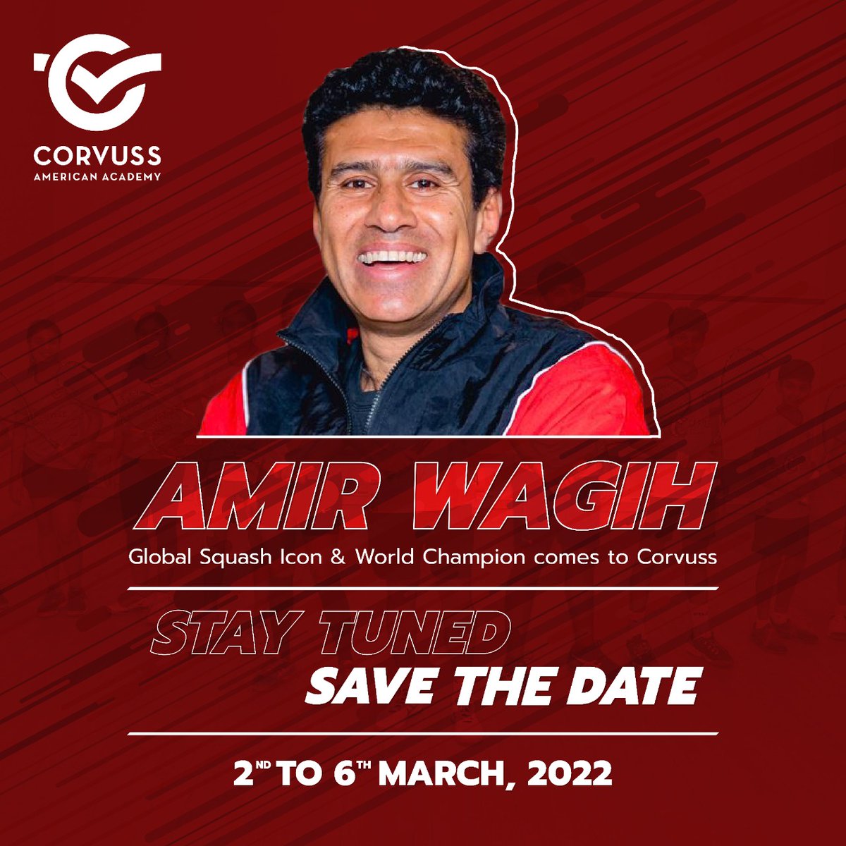 bthakore's tweet photo. 📢#AlertSquashAthletes: We're super excited Amir Wagih, world's foremost squash icon &amp; global coach is going to be in India conducting a 1-week squash camp at Corvuss American Academy Karjat.

Dates: March 2-6
Age Group: U12-U18
For details, WhatsApp on: +91 8329517630/9372180715 https://t.co/lvyOaQnrpq