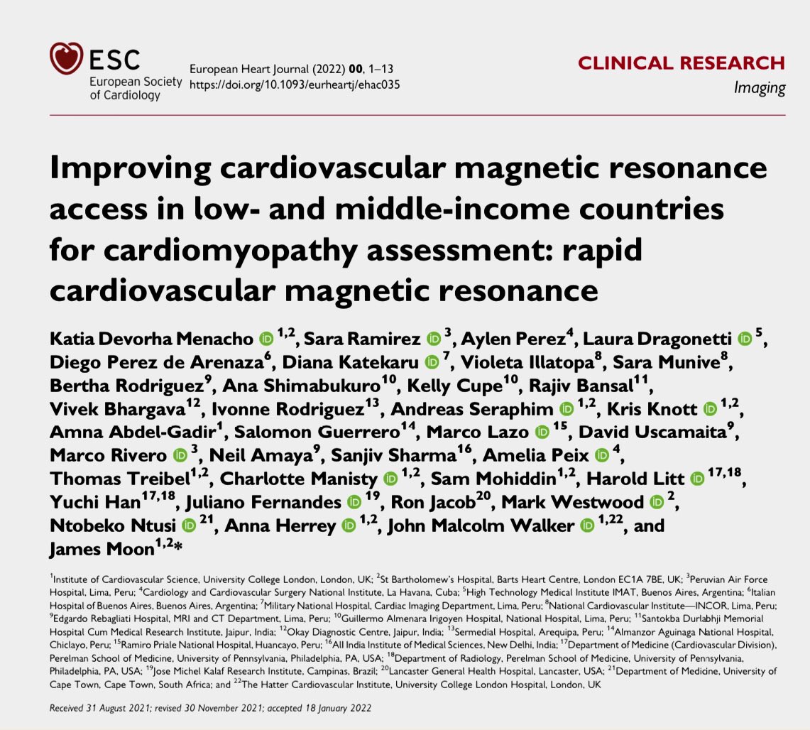 S_RamirezFlores's tweet photo. Rapid CMR for CMP assessment, implemented in 5 countries (Peru, Argentina, Cuba, India and South Africa), 601pts. Scanning time: 22min. Cost reduction: 30-60%. CMR findings impacted management in 62%pts. New dx: 22% https://t.co/EdpAhP2OHC