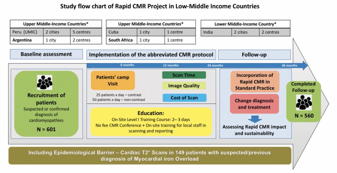 S_RamirezFlores's tweet photo. Rapid CMR for CMP assessment, implemented in 5 countries (Peru, Argentina, Cuba, India and South Africa), 601pts. Scanning time: 22min. Cost reduction: 30-60%. CMR findings impacted management in 62%pts. New dx: 22% https://t.co/EdpAhP2OHC
