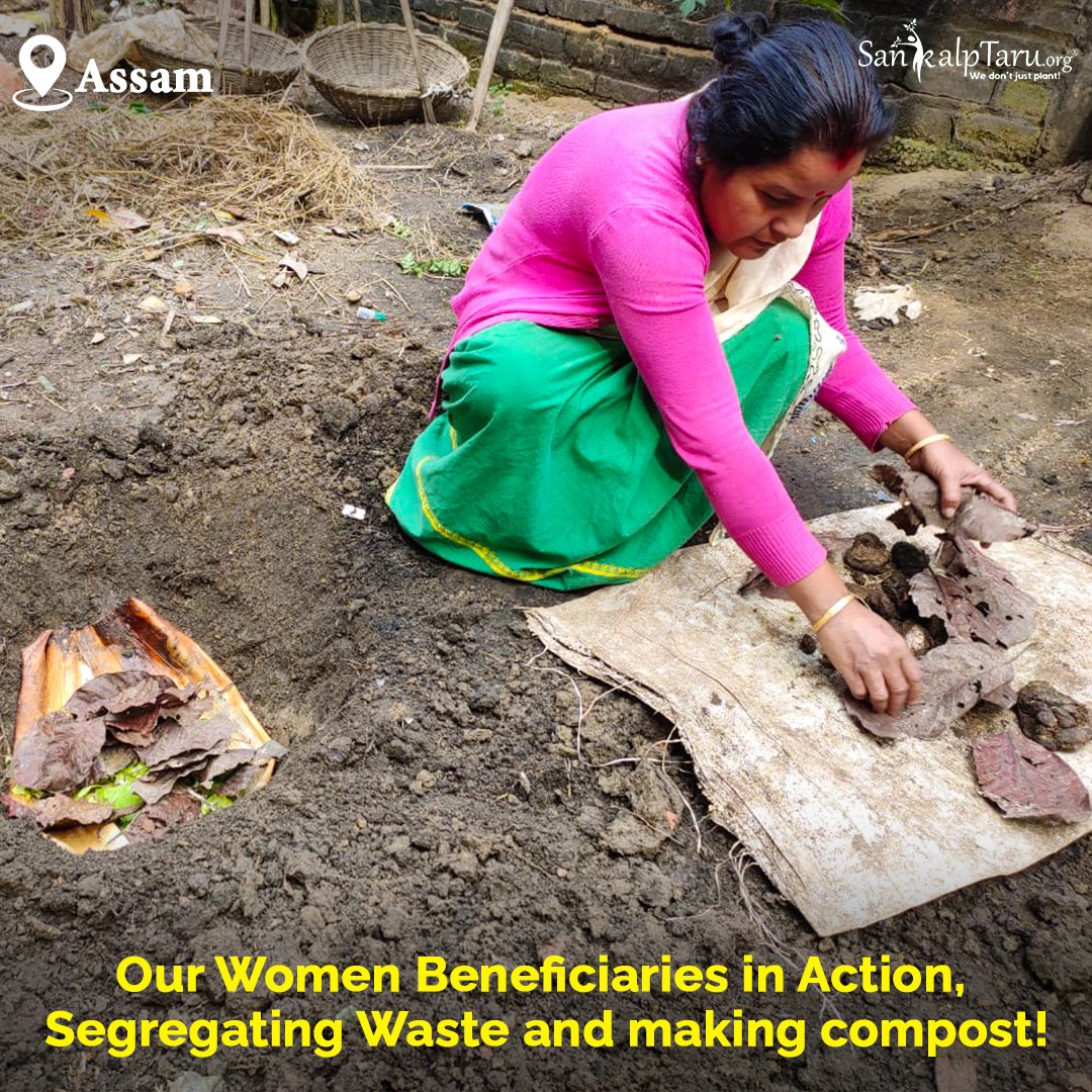 Sankalp_Taru's tweet photo. A hands-on ‘Waste Segregation’ Session was conducted for our women farmers #Assam after the Waste Management Workshop by the team of @Sankalp_Taru w/ @asiainit
here- segregating waste at their homes making compost for the plants
#WasteManagement #WasteSegregation #WomenFarmers https://t.co/BAkOKFfsBH