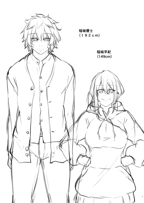 なにもあげられる絵がないので今描いてるオリジナル漫画のメイン二人の下書きでも… 