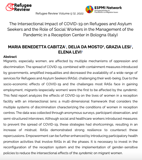 Refugee Review (@refugeereview) on Twitter photo M.B.Cabitza <a href="/MondoDonnaOnlus/">MondoDonna Onlus</a>, D.Da Mosto <a href="/Unibo/">Università di Bologna</a>, G.Lesi & E.Levi <a href="/AUSLBologna/">Azienda USL di Bologna</a> discuss #Intersectional Impact of #COVID19 on #Refugees & #Asylum seekers & role Social Workers in Reception Center #Bologna 🇮🇹 #Italy
<a href="/ESPMINetwork/">ESPMI Network</a>
Read <a href="/RefugeeReview/">Refugee Review</a> 👉 espminetwork.com/wp-content/upl… M.B.Cabitza <a href="/MondoDonnaOnlus/">MondoDonna Onlus</a>, D.Da Mosto <a href="/Unibo/">Università di Bologna</a>, G.Lesi & E.Levi <a href="/AUSLBologna/">Azienda USL di Bologna</a> discuss #Intersectional Impact of #COVID19 on #Refugees & #Asylum seekers & role Social Workers in Reception Center #Bologna 🇮🇹 #Italy
<a href="/ESPMINetwork/">ESPMI Network</a>
Read <a href="/RefugeeReview/">Refugee Review</a> 👉 espminetwork.com/wp-content/upl…