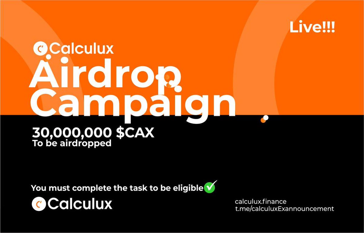 bluzabs_'s tweet image. 🔥 Calculux Finance #Airdrop (CAX)
🎁 Prize Pool: 30,000,000 CAX
💰 Reward: 200 CAX 
👥 Referral: 10 CAX
🏆 Winners: top 20 highest referrals share 20k CAX

🔗 Airdrop Link: forms.gle/BPd4kGY4aQWZYw…

• Follow @calculuxEx

🌐 About Calculux Finance: Visit – calculux.finance
