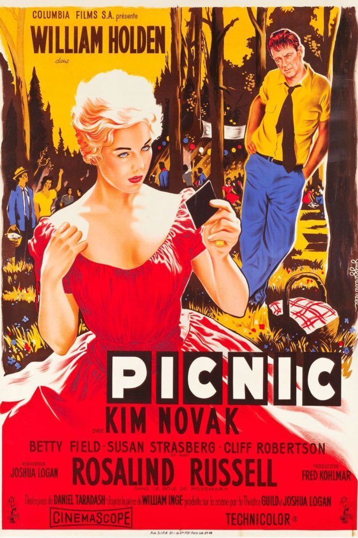 FrankMalfitano's tweet photo. FILM OF THE DAY: Happy 89th🎂 to 1 of #OldHollywood greatest ⭐️ #KimNovak here’s one of her key hit films from 1955 adapted from #WilliamInge play about romantic clashes in small town on Labor Day with fine #JamesWongHowe 🎥 & #GeorgeDuning 🎶 #WilliamHolden #RosalindRussell 🧺 https://t.co/0hi7glao4C