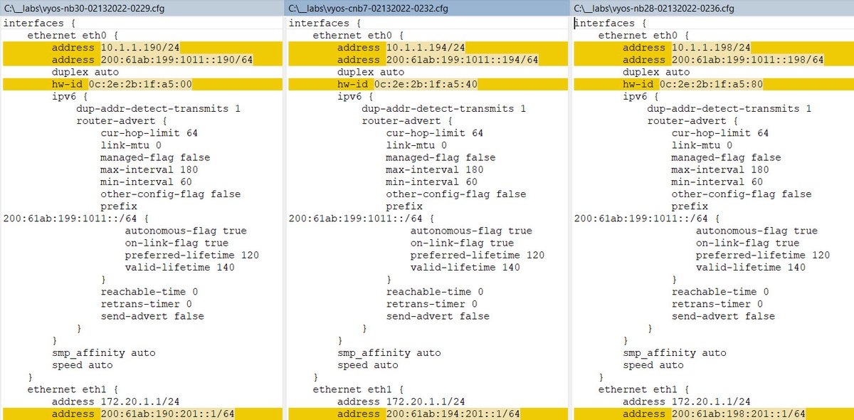 JeffCarrell_v6's tweet photo. Aggregating the #IPv6 Learning Lab diff OS host platforms, so far working! Since same base for each host had to chg #VyOS mac & v6 addrs, config a core VyOS & static routes all over. Plan #OSPFv3 for some pods to show both routing options. #Wireshark #network #infosec #geek https://t.co/YU5jMe5mVA