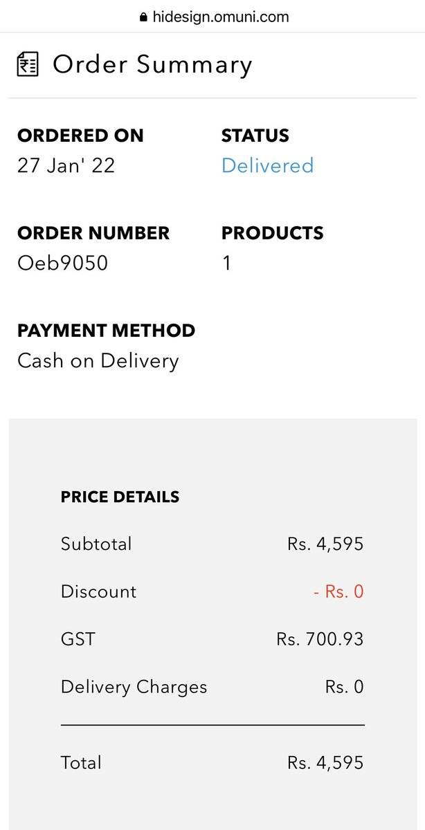 ravisgoyal09's tweet photo. @HidesignHQ @Contest_Hub @Contest_Alert I am highly #disappointed with HIDESIGN. Received a wrong delivery and even after many days its not returned &amp; money is reimbursed,tried reaching out the company but in vain. I have requested the return on 5.2.22 but till date order is not picked, resolve my query. https://t.co/Uw3lK432hP