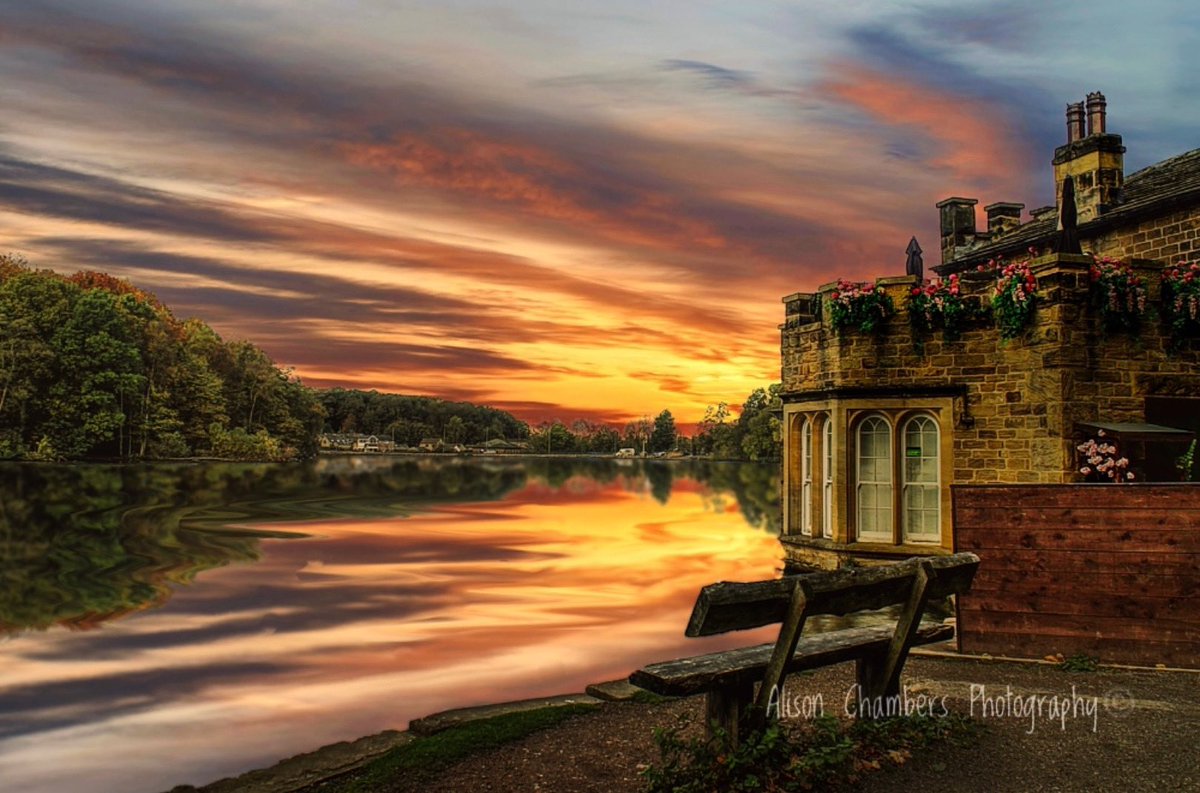 Sunset At Newmillerdam Boathouse©️. 
Shop.Photo4Me.com/1100063 &amp; fineartamerica.com/featured/sunse… &amp; alisonchambers2.redbubble.com &amp; Society6.com/alisonchambers2 - name not on artwork. #newmillerdam #newmillerdamcountrypark #wakefield #wallartdecor #printsforsale