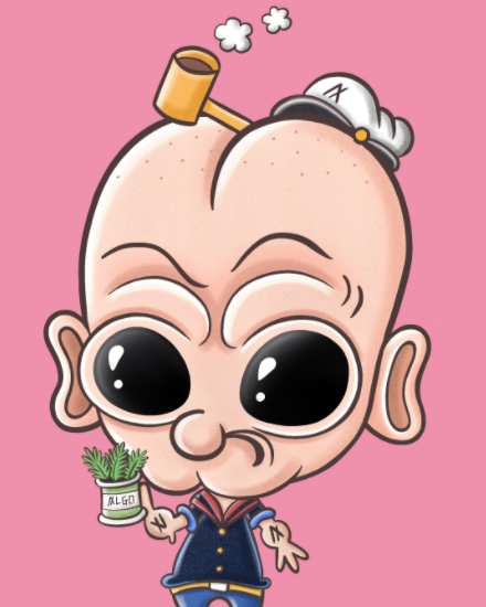 cryptopeye's tweet photo. I am very proud to have this new Popeye in my #PopeyeCollection!

He's so cool, with his pipe on his butt-shaped head 😄

designed by @AssyBabyAlien ,a very talented and creative artist -> https://t.co/tQxk9afp2D

to see my #PopeyeCollection : https://t.co/VSmOT8o3PX

#AlgoNFT https://t.co/4P2H6wDqUL