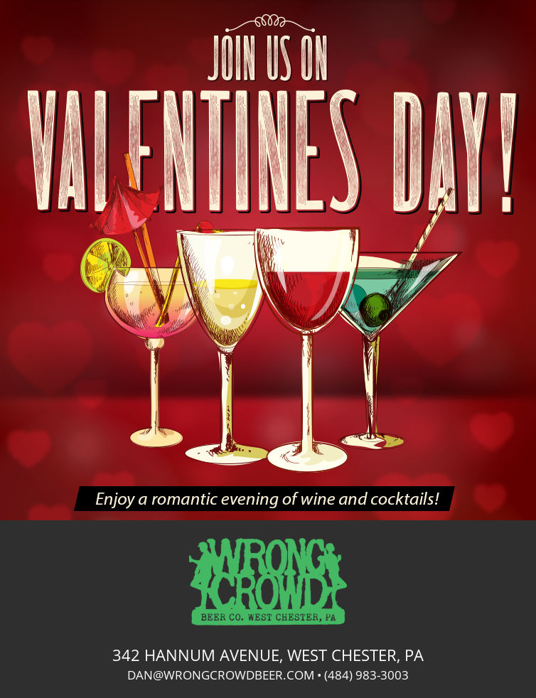 Join us on Valentine's Day for the perfect evening and a glss of our wine!