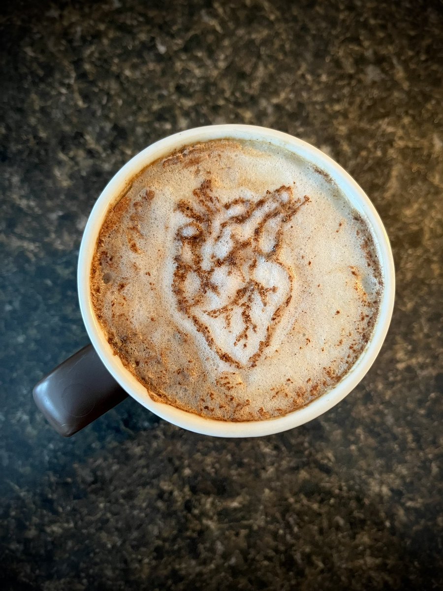 KarenEJacques's tweet photo. Maple syrup - cinnamon - almond milk latte, for a very Canadian kick-off to #WearRedCanada day! 🍁☕️ I am one of many Canadian women living with a heart disease.🙋🏻♀️🫀🇨🇦 @CWHHAlliance #HerHeartMatters I am what heart disease looks like. #MyHeartMatters #KounisSyndrome https://t.co/gS6u1Bi7S4
