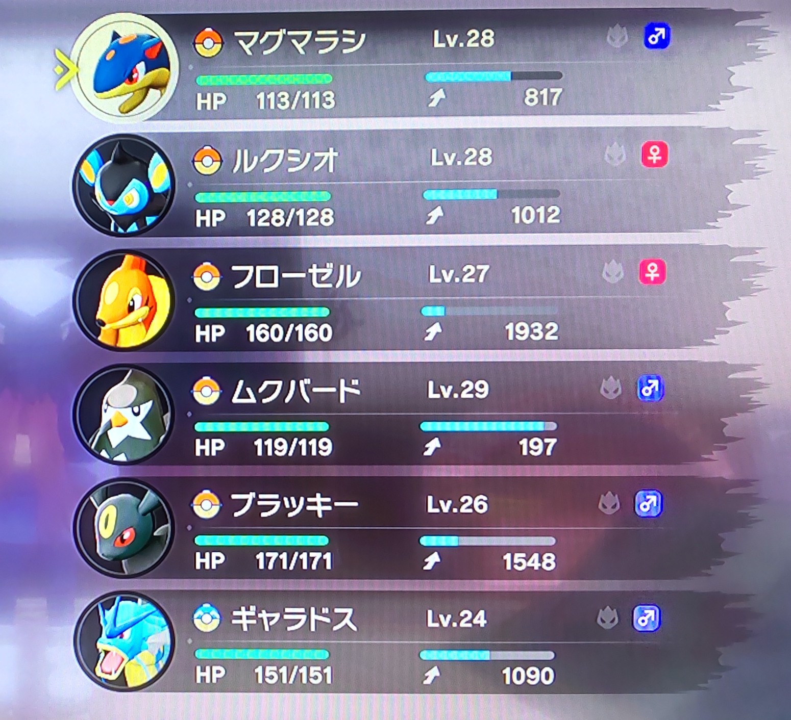 まよ 今日までのアルセウス育成状況 黒曜の原野で低確率出現ポケモンがなかなか出て来てくれないからイーブイはまだ2回しか会えてない 初回はブラッキー ギャラドスは飛行してるのを捕獲 ブレワイで鍛えられたエイム力が活かされる 多分 脳が煮え