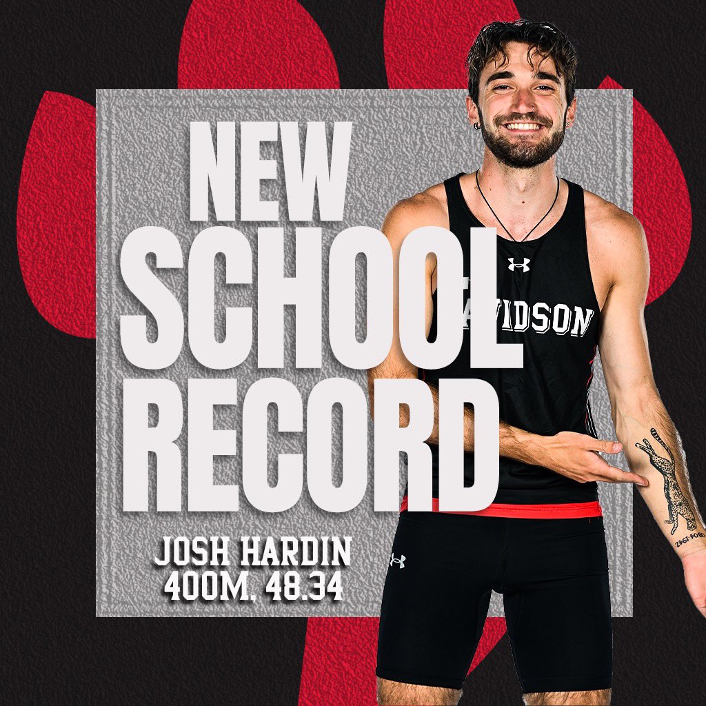 🐆🐆🐆

Josh Hardin ran the fastest time in Davidson history in the 400m with a 48.34 and is the newest record holder‼️