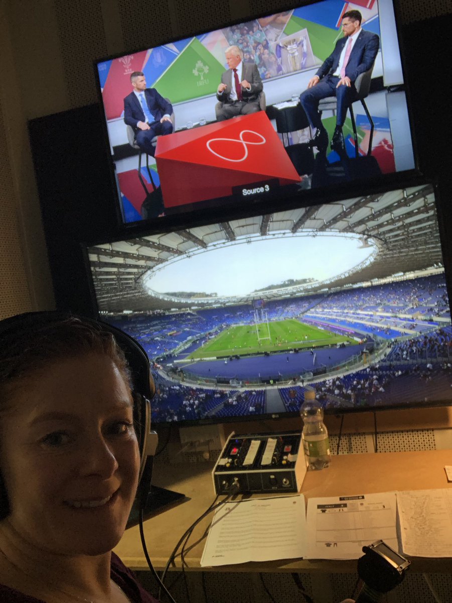 GraceDavitt's tweet photo. Here behind the scenes again for @VMSportIE coverage of @Federugby v @EnglandRugby. Big game ahead. #lightupRome #CoComms #6nations https://t.co/ExO1LuzT9Q