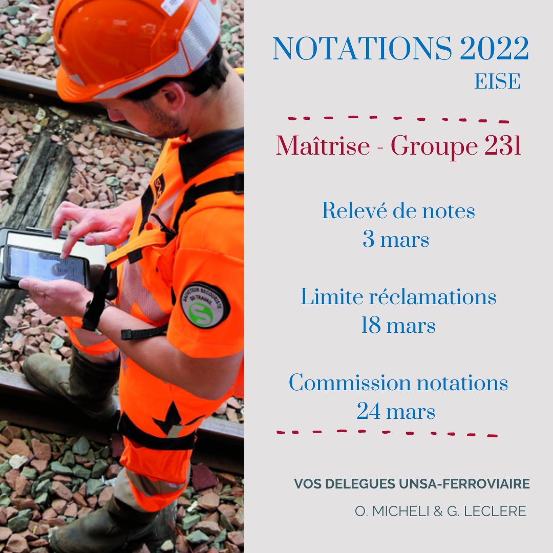 ra_unsaferro's tweet photo. (2/2)
— NOTATIONS @SNCFReseau  —
Retrouvez l'ensemble des infos collèges Maîtrises &amp; Cadres concernant l'exercice de notations à venir. Agents d'exécution, contactez-nous en MP ou sur notre site web : https://t.co/WrsZBl5Fq1 https://t.co/5rKFeCnysB