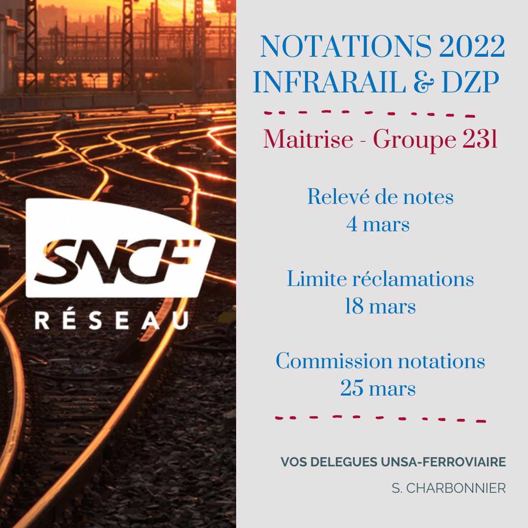 ra_unsaferro's tweet photo. (2/2)
— NOTATIONS @SNCFReseau  —
Retrouvez l'ensemble des infos collèges Maîtrises &amp; Cadres concernant l'exercice de notations à venir. Agents d'exécution, contactez-nous en MP ou sur notre site web : https://t.co/WrsZBl5Fq1 https://t.co/5rKFeCnysB