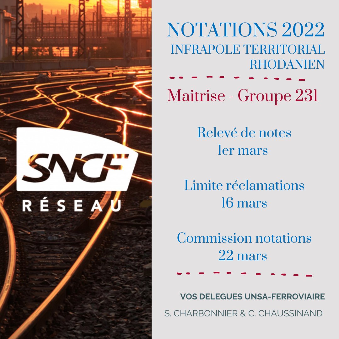 ra_unsaferro's tweet photo. (2/2)
— NOTATIONS @SNCFReseau  —
Retrouvez l'ensemble des infos collèges Maîtrises &amp; Cadres concernant l'exercice de notations à venir. Agents d'exécution, contactez-nous en MP ou sur notre site web : https://t.co/WrsZBl5Fq1 https://t.co/5rKFeCnysB