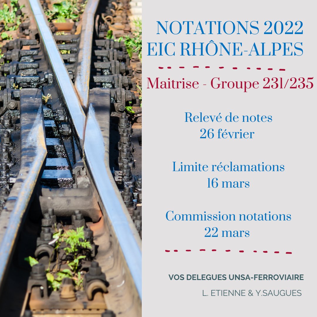 ra_unsaferro's tweet photo. (2/2)
— NOTATIONS @SNCFReseau  —
Retrouvez l'ensemble des infos collèges Maîtrises &amp; Cadres concernant l'exercice de notations à venir. Agents d'exécution, contactez-nous en MP ou sur notre site web : https://t.co/WrsZBl5Fq1 https://t.co/5rKFeCnysB