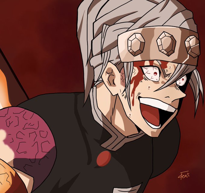 竹下健人さんがTwitterに投稿した宇髄天元(鬼滅の刃)のイラスト。