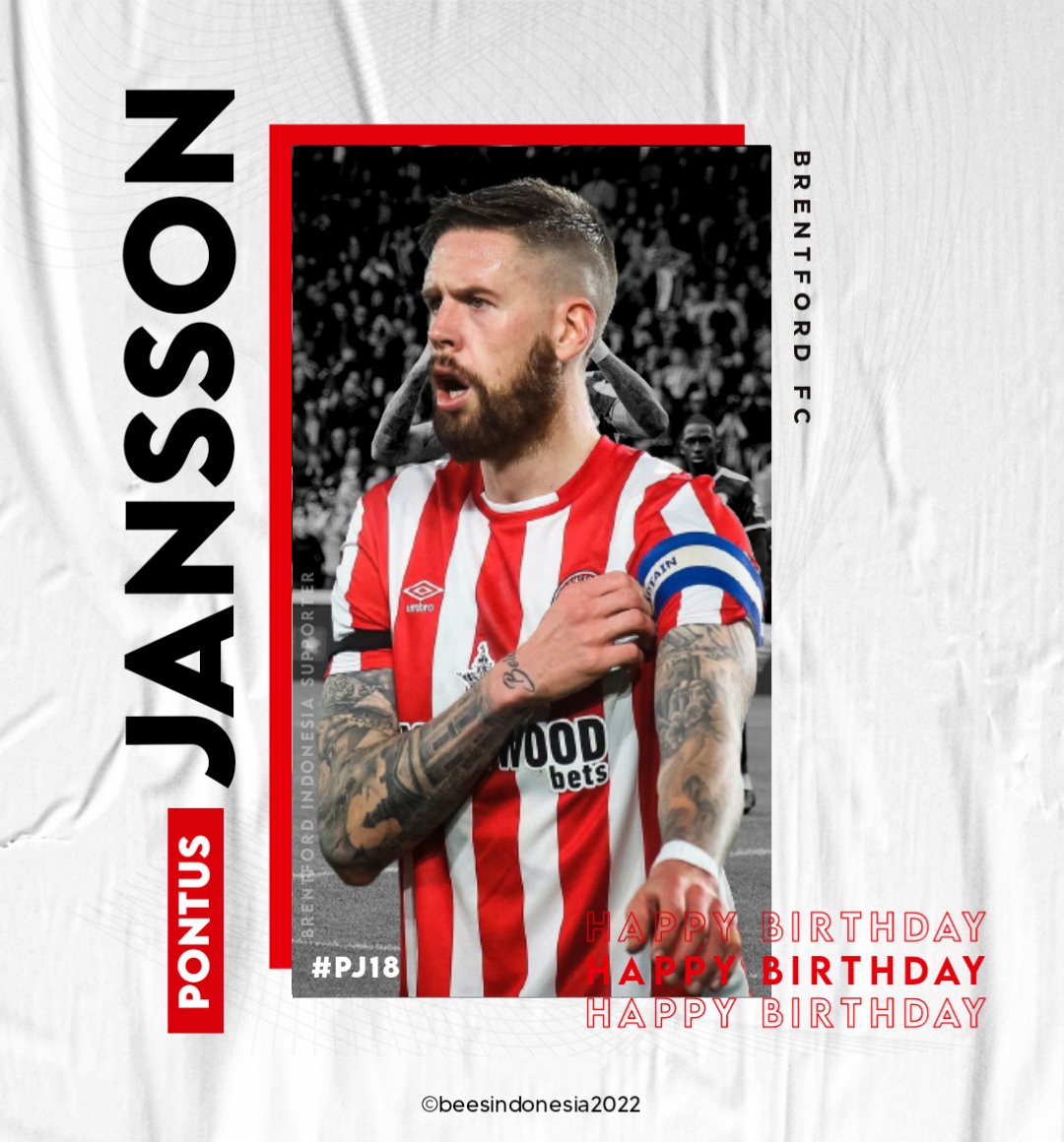 BeesIndonesia's tweet photo. Happy Birthday Skipper! 🥳🔴⚪
#BrentfordFC #BeeTogether #PJ18 https://t.co/12YsYm2msx