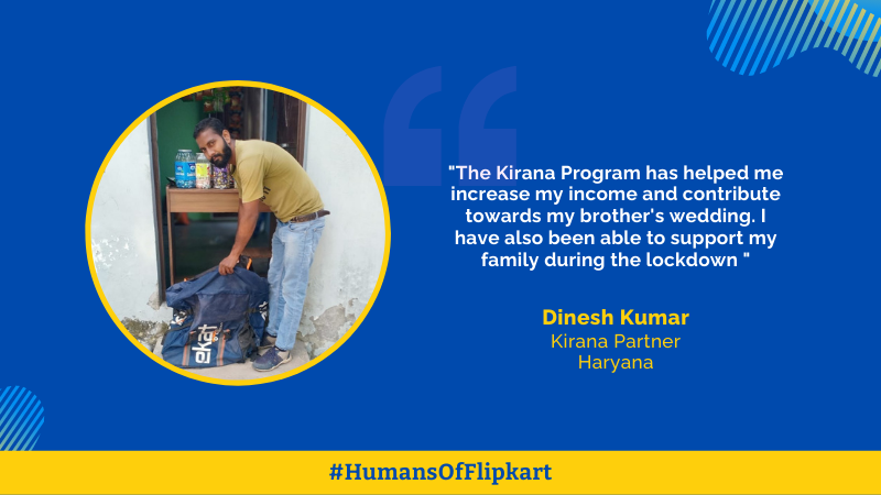FlipkartStories's tweet photo. Additional earnings & financial stability even during difficult times are just some of the reasons #SmallRetailers like Dinesh Kumar join the #FlipkartKirana program. Read how the program has helped him create a better future for his family: https://t.co/jJpv306XFs @Flipkart https://t.co/A5WOTNIjA4