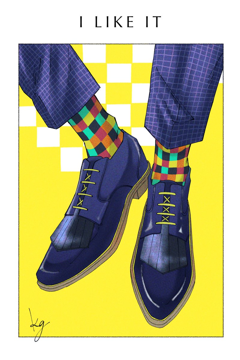 plaid pants shoes pants solo border yellow background socks  illustration images