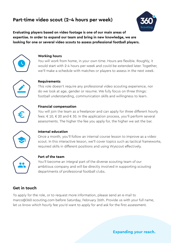 ❗️Part-time job opening: video scout❗️

🔁 Please retweet, like and/or tag someone suitable!