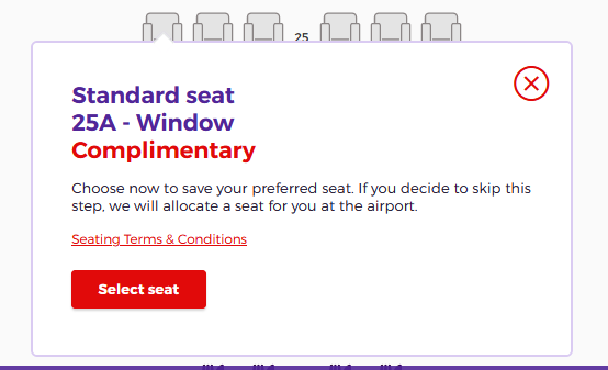 Oh... the seat is complimentary?  <a href="/VirginAustralia/">Virgin Australia</a>, what would you say I'm paying for if not a sear on your plane?