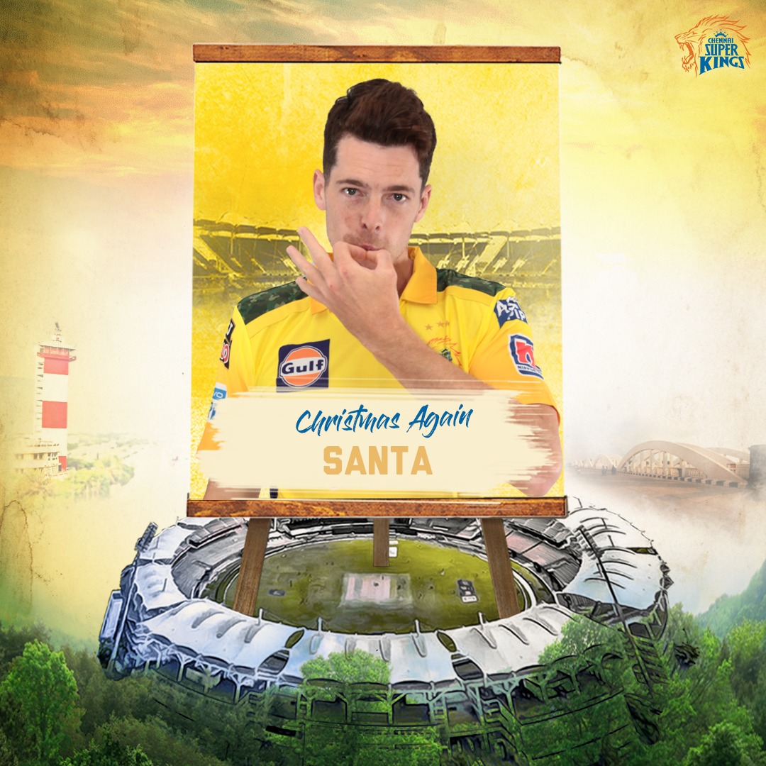 ChennaiIPL's tweet photo. Kiwi skip to the good part!  Vanakkam again, Mitchy! 💛😍

#SuperAuction #WhistlePodu 🦁 https://t.co/Pm0fMw9E2D