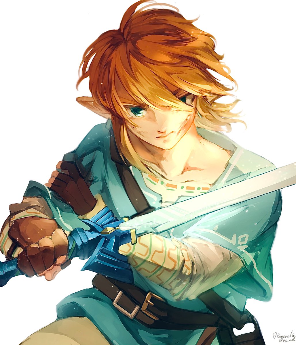 link weapon 1boy male focus sword solo gloves pointy ears  illustration images