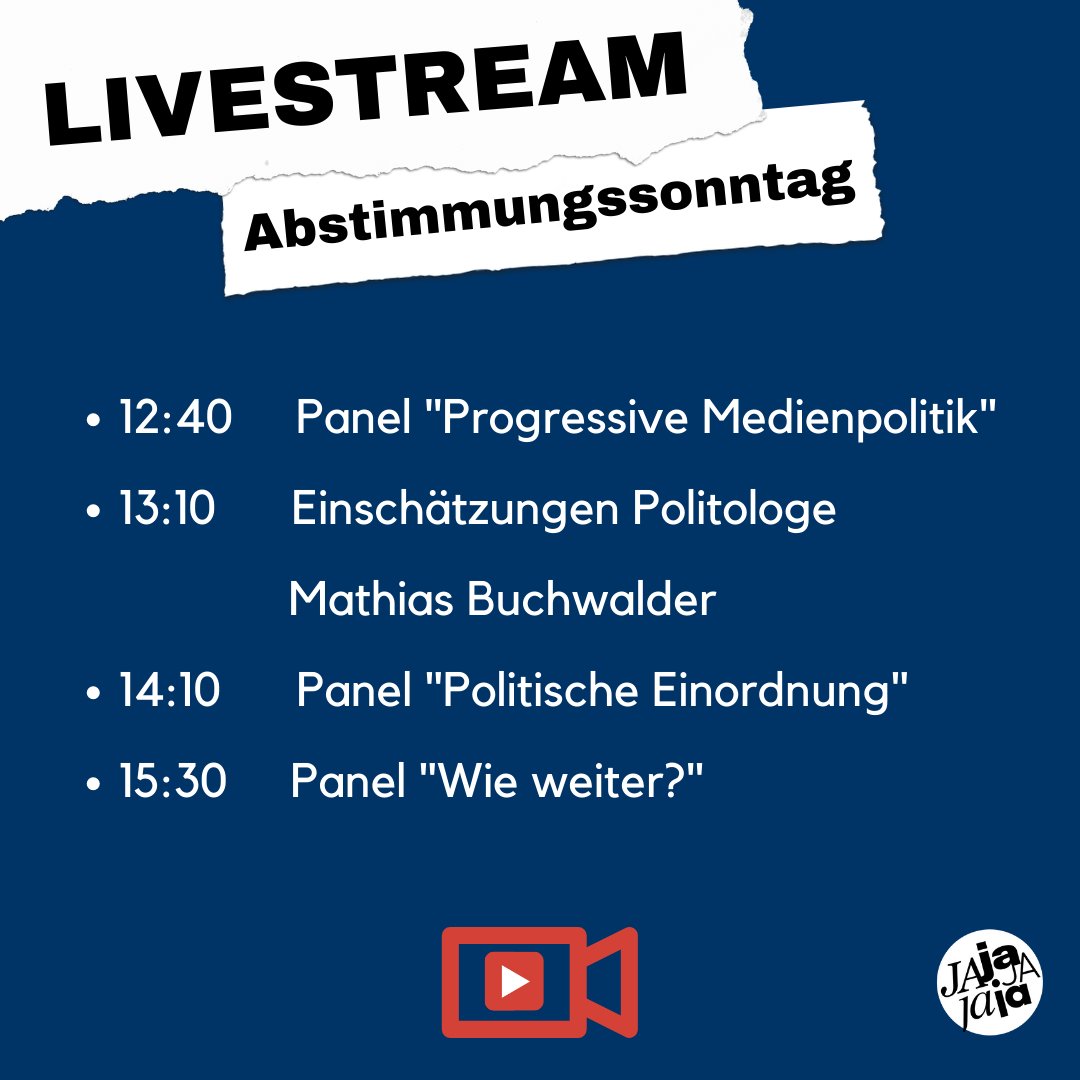 Ab 12:40 Uhr senden wir live aus unserem Kampagnenbüro. Gemeinsam mit zahlreichen Gästen diskutieren wir das Abstimmungsresultat und die Zukunft der Schweizer Medien: youtu.be/Ymtm4zbY1H0

#abst22 #MediengesetzJa #MedienpaketJa